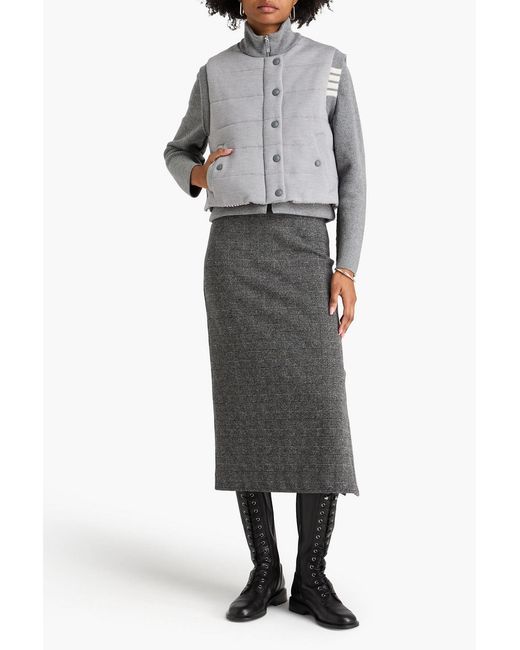 Thom Browne Gray Reversible Striped Quilted Wool Jacket