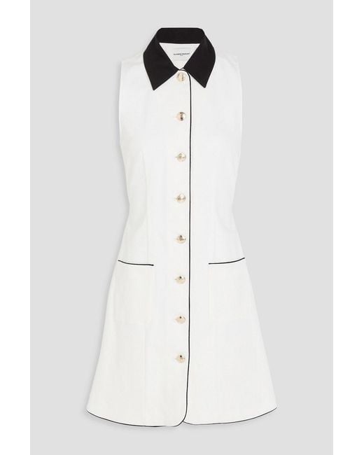 Claudie Pierlot White Belted Cotton-blend Mini Shirt Dress