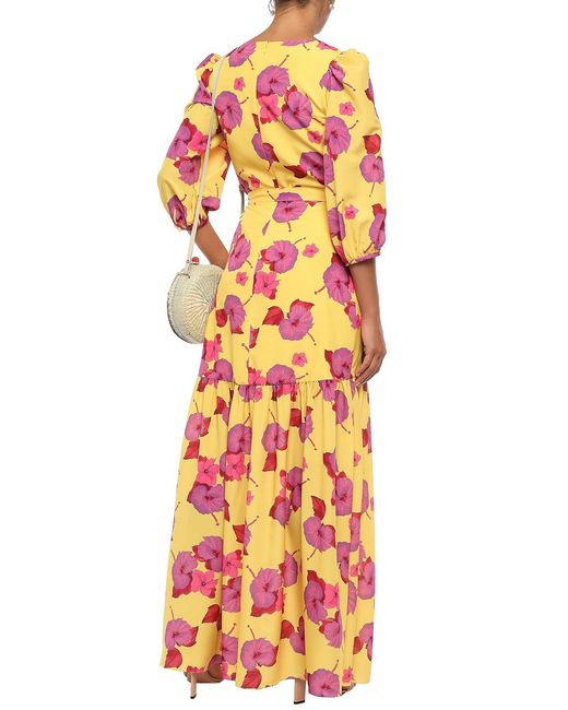 Borgo De Nor Orange Salma Belted Floral-print Crepe De Chine Maxi Dress