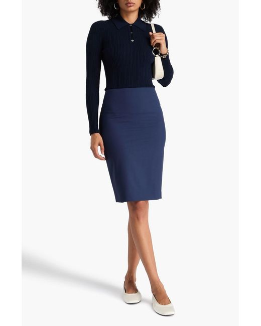 Theory Blue Wool-blend Pencil Skirt
