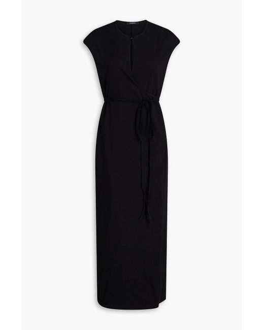 A.Emery Black Leigh Cotton-jersey Midi Wrap Dress