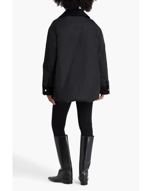 Sandro Black Corduroy-trimmed Shell Jacket