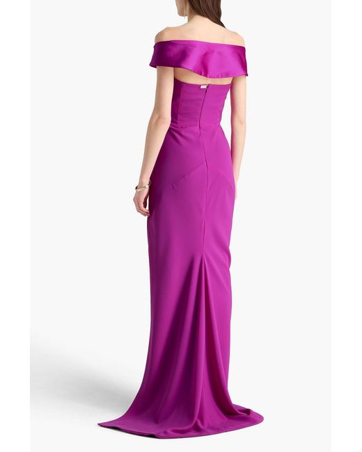 Rhea Costa Pink Wrap-effect Crepe Gown