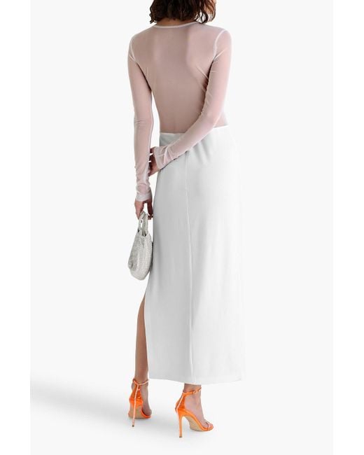 Norma Kamali White Dash Dash Mesh-Paneled Stretch-Knit Gown