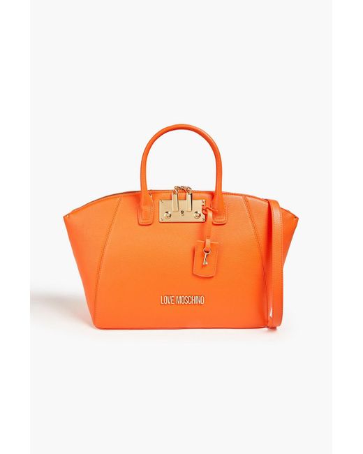 Love Moschino Orange Faux Textured Leather Tote