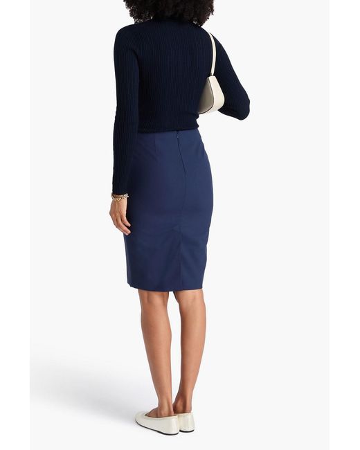 Theory Blue Wool-blend Pencil Skirt
