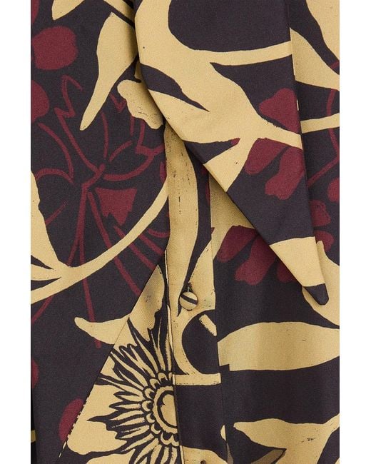 S.S.Daley Black Elspeth Pussy-bow Floral-print Silk-twill Shirt