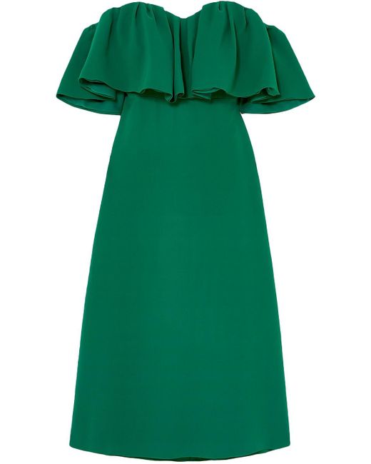 Lela Rose Off-the-shoulder Ruffled Silk-cady Dress in Forest Green (Green)  - Save 85% - Lyst