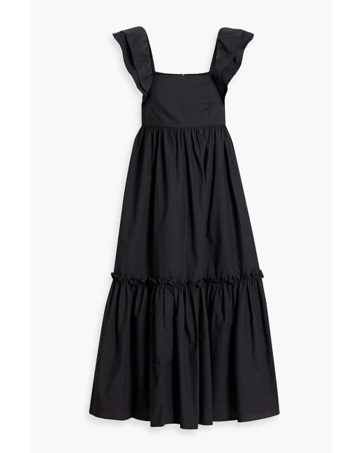 Cara Cara Black Darby Ruffled Cotton-poplin Midi Dress