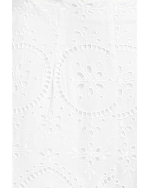 Charo Ruiz Blue Brigid Broderie Anglaise Cotton-blend Wide-leg Pants