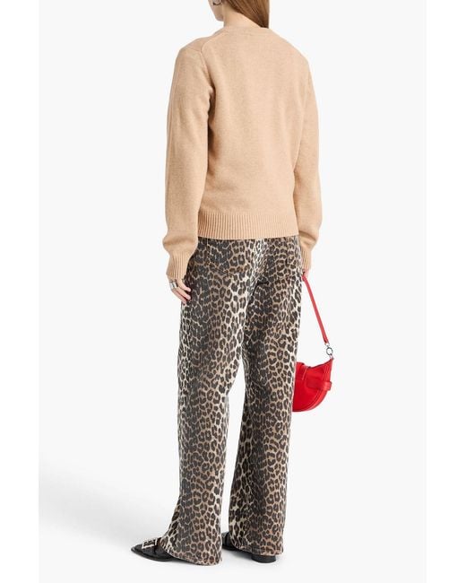 Ganni Pink Intarsia-knit Sweater