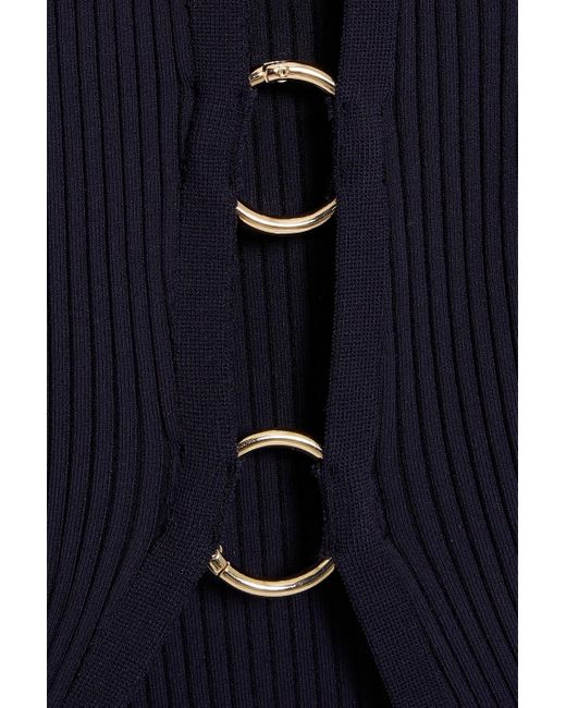 Nicholas Blue Jona Ring-embellished Cutout Ribbed-knit Midi Dress