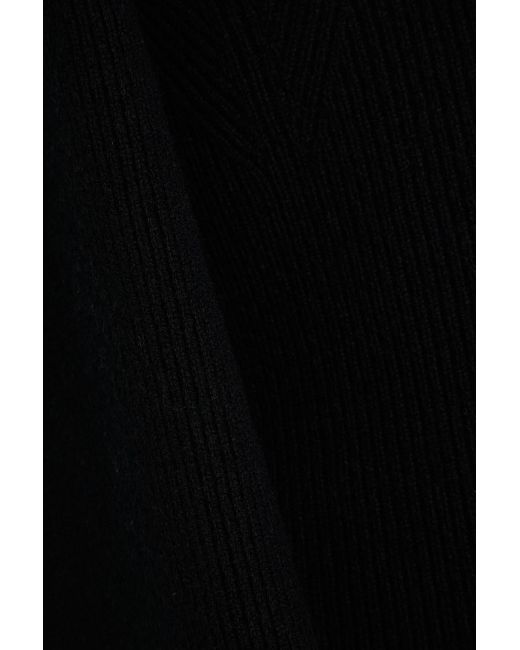 arch4 Black Coco Ribbed Cashmere Midi Dress