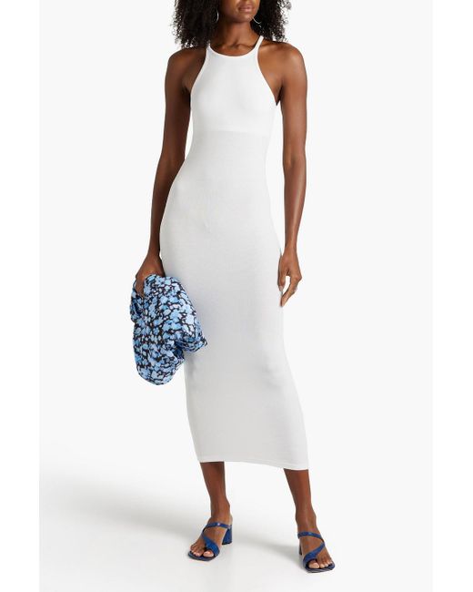 Enza Costa Ribbed Jersey Midi Dress in White Lyst