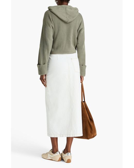 Brunello Cucinelli Green Ribbed Cotton Hoodie