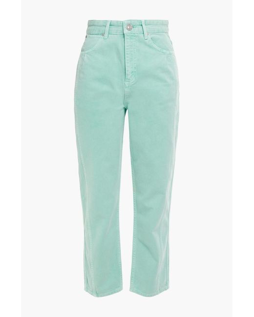 Sandro Green Micky Cropped High-rise Straight-leg Jeans