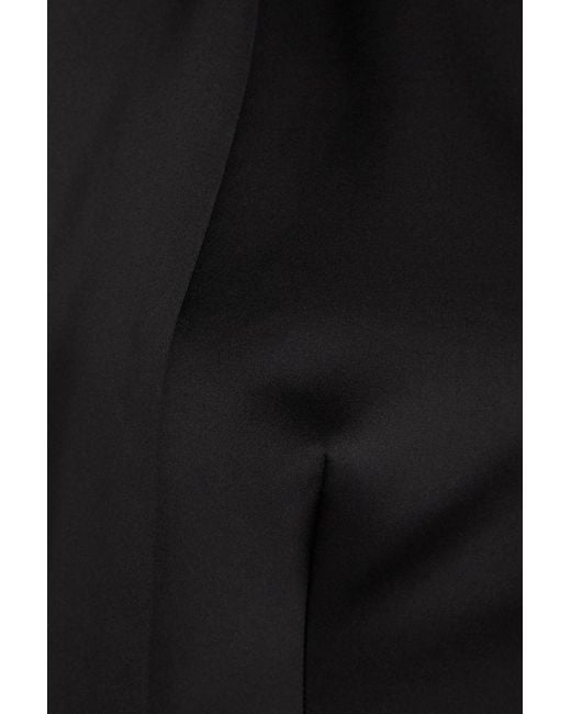 Rasario Black One-shoulder Bow-detailed Satin Maxi Dress