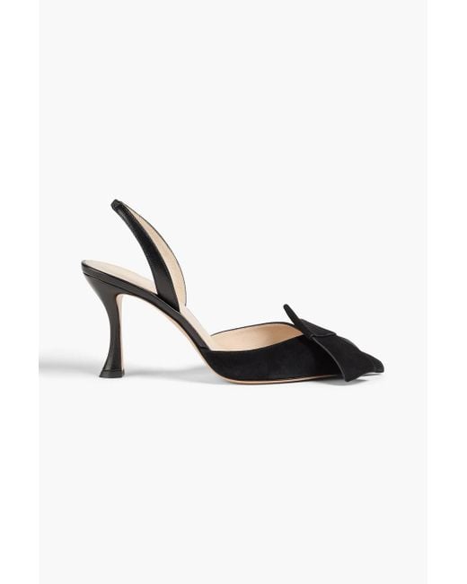Alexandre Birman Black Bonny 85 Bow-Detailed Suede Slingback Pumps