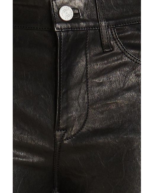 FRAME Black Le High Straight Crinkled Leather Straight-leg Pants