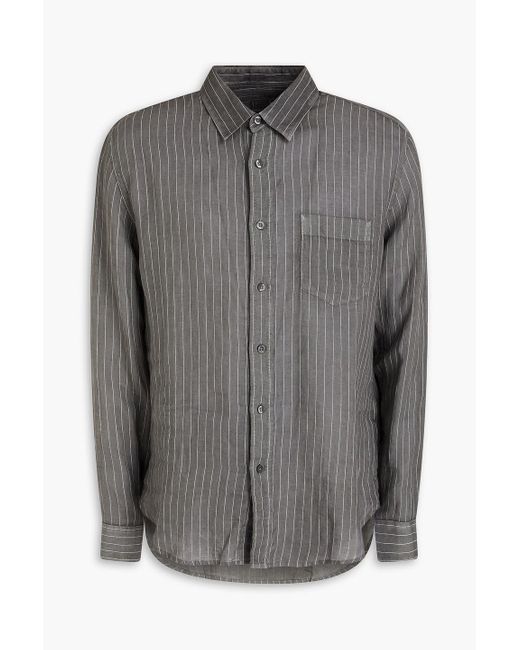 120% Lino Gray Pinstriped Linen Shirt for men