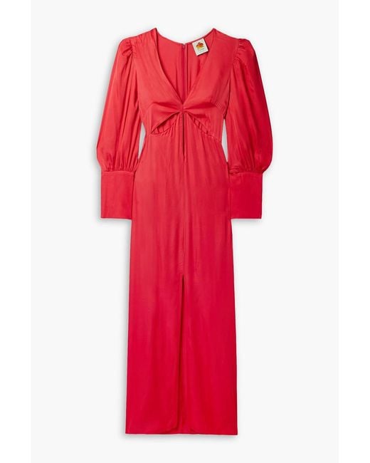 Farm Rio Red Cutout Lenzingtm Ecoverotm Sateen Maxi Dress