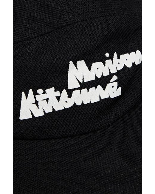 Maison Kitsuné Black Logo-print Cotton-blend Twill Cap for men