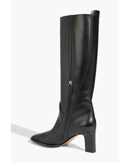 Ferragamo Black Torris 70 Leather Knee Boots