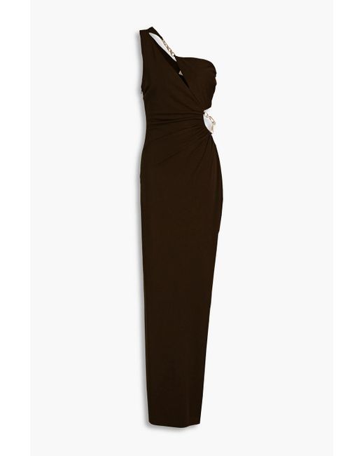 Nicholas Brown Defano One-shoulder Ruched Cutout Jersey Gown