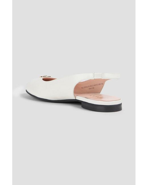 Bally White Embellished Leather Slingback Flats