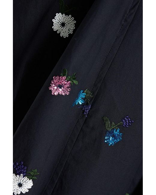 3.1 Phillip Lim Black Embellished Embroidered Cotton-poplin Midi Dress