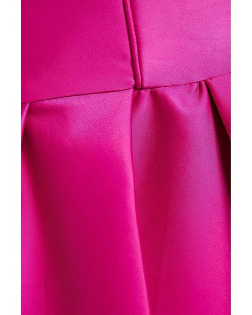Nicholas Pink Lumo Strapless Pleated Satin Mini Dress