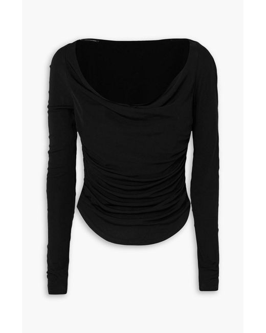 Staud Black Solana Draped Stretch-jersey Top