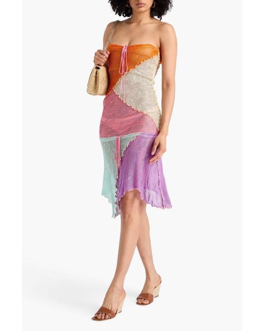 Siedres Pink Greta Strapless Color-block Knitted Mini Dress