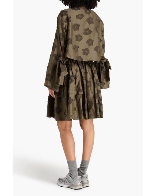 CECILIE BAHNSEN Green Fil Coupé Cotton Mini Skirt