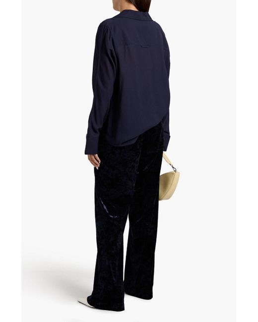 Tibi Blue Hose mit weitem bein aus stretch-samt