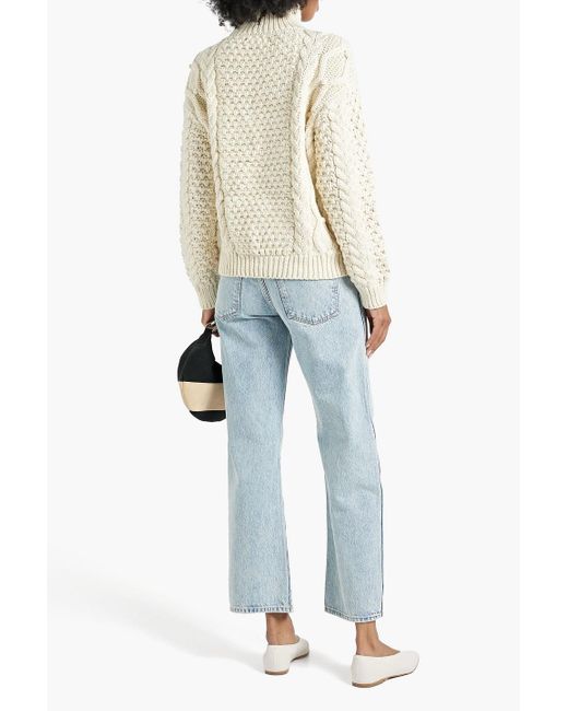 Nili Lotan White Hawthorn Cable-knit Wool Turtleneck Sweater