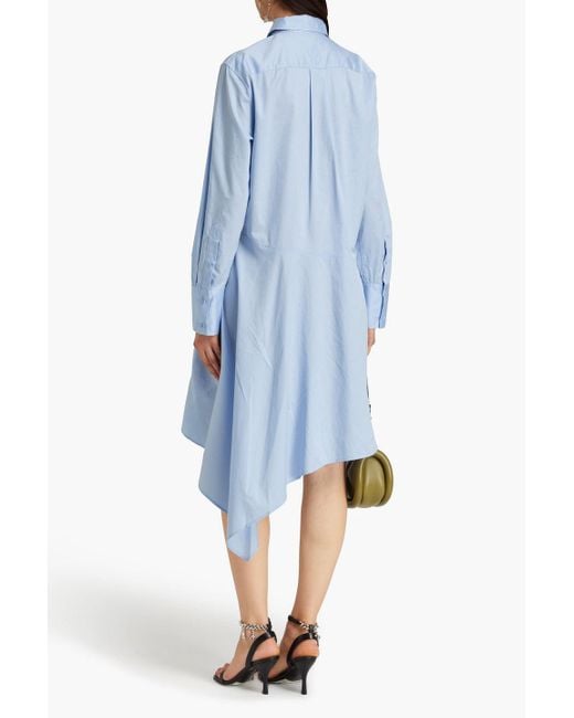 J.W. Anderson Blue Asymmetrisches hemdkleid aus baumwollpopeline