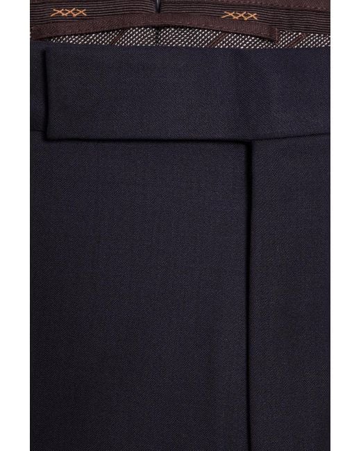 Zegna Blue Wool And Silk-Blend Pants for men