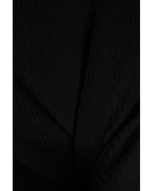 Autumn Cashmere Black Cutout Ribbed-knit Top