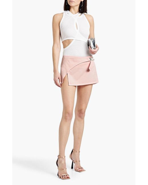 EB DENIM Pink Cotton-twill Mini Wrap Skirt