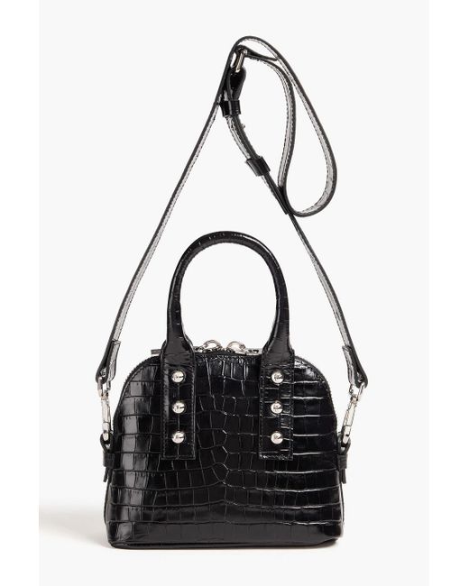 Giuseppe Zanotti Black Dussia Studded Croc-effect Leather Tote