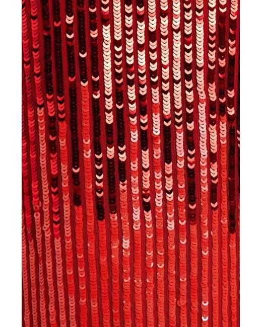 Raishma Red Dégradé Cutout Sequined Tulle Dress