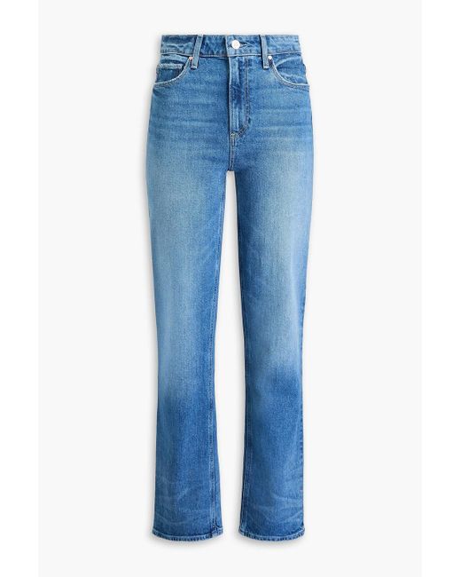 PAIGE Blue Stella Faded High-Rise Straight-Leg Jeans