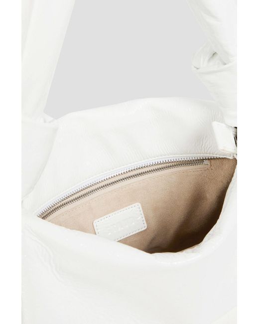 Staud White Lisbett Patent-Leather Shoulder Bag