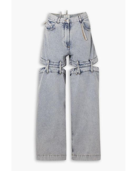 The Attico Gray Ashton Cutout Mid-rise Wide-leg Jeans