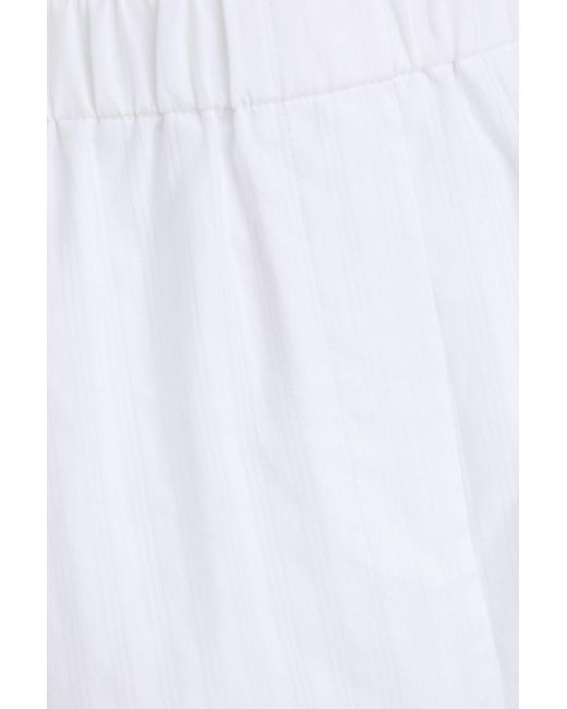 Theory White Striped Cotton-poplin Shorts