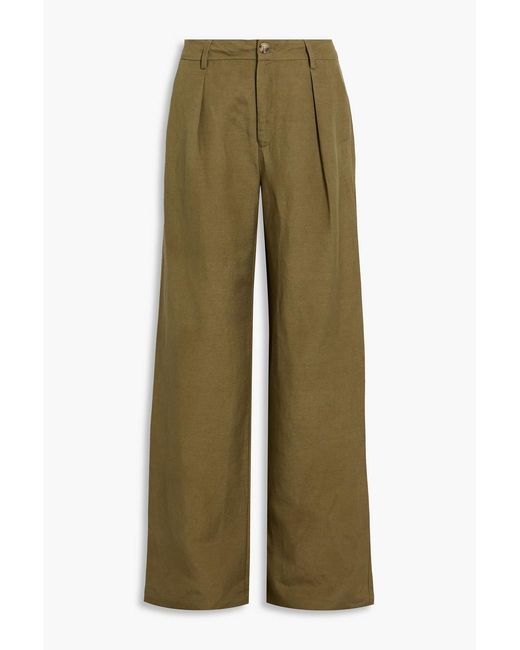 PAIGE Green Dallas Linen-blend Wide-leg Pants