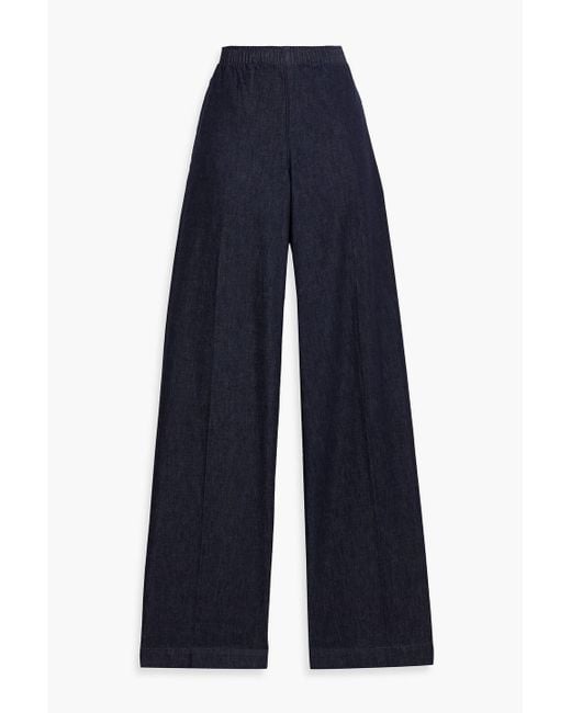 Vince Blue Cotton-Chambray Wide-Leg Pants