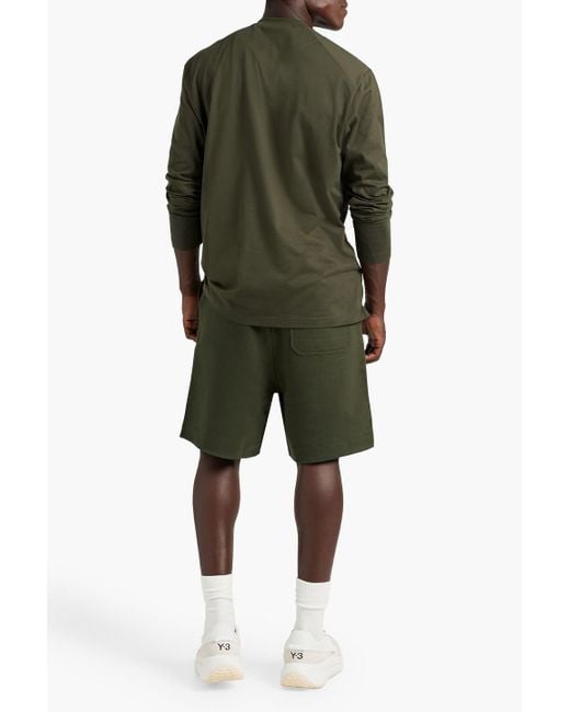 Y-3 Green Logo-print French Cotton-terry Drawstring Shorts for men