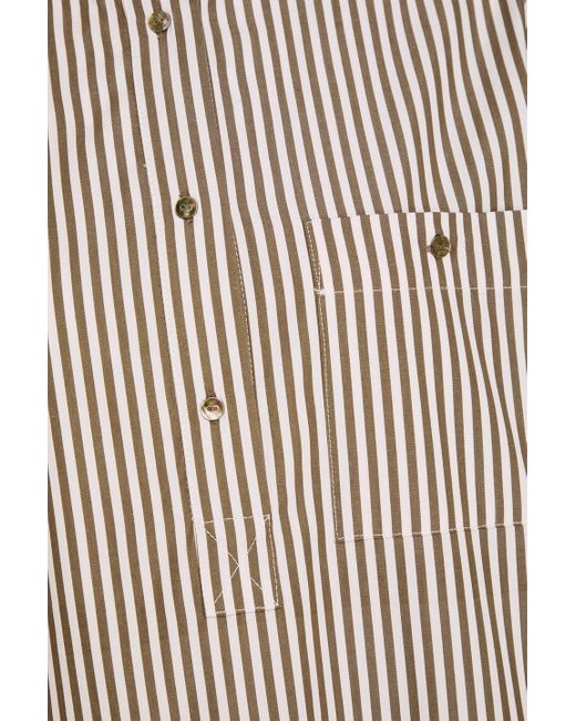 Claudie Pierlot Natural Gestreiftes hemdkleid aus baumwollpopeline in midilänge
